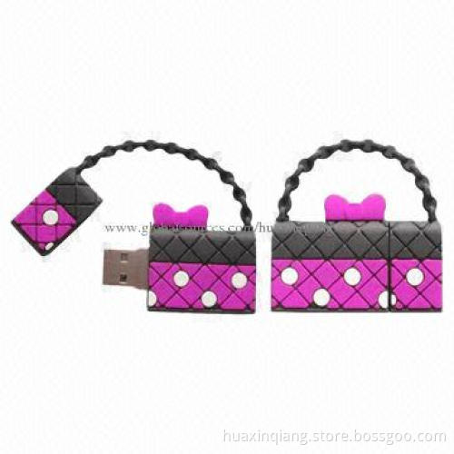 Bag-shaped USB Drives, 128MB-32GB Capacity, Logo Design, Soft PVC Material, 5-year Warranty, USB2.0